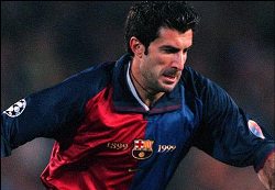 Luis Figo played for Barcelona before moving to bitter rivals Real Madrid.